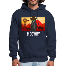 Load image into Gallery viewer, Meowdy Texas Landscape Cowboy Cat Meme Hoodie - navy
