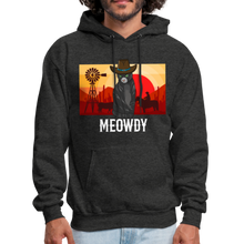 Load image into Gallery viewer, Meowdy Texas Landscape Cowboy Cat Meme Hoodie - charcoal gray