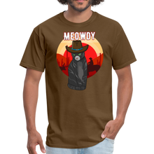 Load image into Gallery viewer, Meowdy Texas Landscape Cowboy Cat Meme Unisex Classic T-Shirt - brown