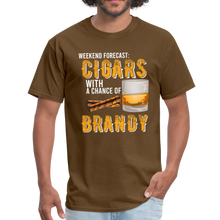 Load image into Gallery viewer, Weekend Forecast Cigars with Chance of Bourbon Gifts Unisex Classic T-Shirt - brown