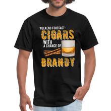 Load image into Gallery viewer, Weekend Forecast Cigars with Chance of Bourbon Gifts Unisex Classic T-Shirt - black