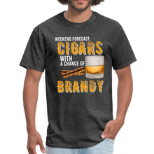 Load image into Gallery viewer, Weekend Forecast Cigars with Chance of Bourbon Gifts Unisex Classic T-Shirt - heather black