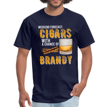 Load image into Gallery viewer, Weekend Forecast Cigars with Chance of Bourbon Gifts Unisex Classic T-Shirt - navy