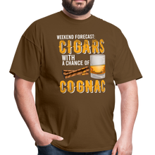 Load image into Gallery viewer, Weekend Forecast Cigars with Chance of Cognac Gifts Unisex Classic T-Shirt - brown