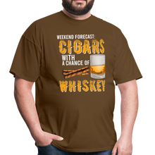 Load image into Gallery viewer, Weekend Forecast Cigars with Chance of Whiskey Gifts Unisex Classic T-Shirt - brown