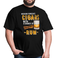 Load image into Gallery viewer, Weekend Forecast Cigars with Chance of Rum Gifts Unisex Classic T-Shirt - black