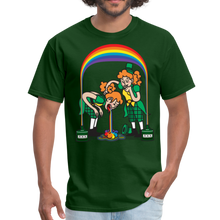 Load image into Gallery viewer, Funny, Saint Patrick’s Day Partying Leprechaun and Rainbow Unisex Classic T-Shirt - forest green