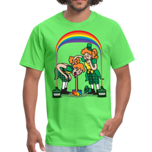 Load image into Gallery viewer, Funny, Saint Patrick’s Day Partying Leprechaun and Rainbow Unisex Classic T-Shirt - kiwi