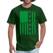 Load image into Gallery viewer, Irish American Flag Shamrock St. Patrick's Day Unisex Classic T-Shirt - forest green