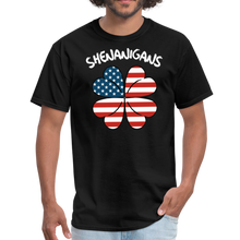 Load image into Gallery viewer, Shenanigans Irish American Flag Shamrock St. Patrick's Day Unisex Classic T-Shirt - black