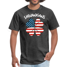 Load image into Gallery viewer, Shenanigans Irish American Flag Shamrock St. Patrick's Day Unisex Classic T-Shirt - heather black