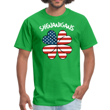 Load image into Gallery viewer, Shenanigans Irish American Flag Shamrock St. Patrick's Day Unisex Classic T-Shirt - bright green