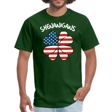 Load image into Gallery viewer, Shenanigans Irish American Flag Shamrock St. Patrick's Day Unisex Classic T-Shirt - forest green