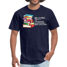 Load image into Gallery viewer, Bibliophile, Book Lover, Reading Teacher Unisex Classic T-Shirt - navy