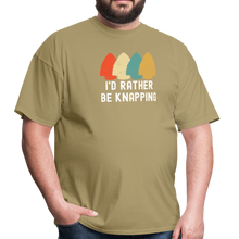 Load image into Gallery viewer, I'd Rather Be Knapping, Primitive Arrowhead Flint KnappingUnisex Classic T-Shirt - khaki
