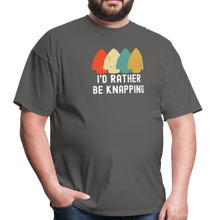 Load image into Gallery viewer, I'd Rather Be Knapping, Primitive Arrowhead Flint KnappingUnisex Classic T-Shirt - charcoal
