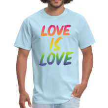 Load image into Gallery viewer, Pride Shirt Love Is Love Shirt Gay Rainbow Shirt Unisex Classic T-Shirt - powder blue