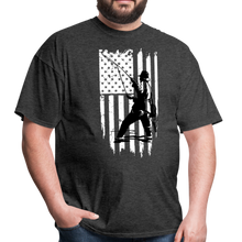Load image into Gallery viewer, Patriotic Fly Fishing American Flag Unisex Classic T-Shirt - heather black