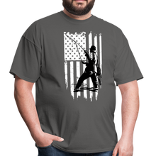 Load image into Gallery viewer, Patriotic Fly Fishing American Flag Unisex Classic T-Shirt - charcoal