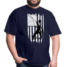 Load image into Gallery viewer, Patriotic Fly Fishing American Flag Unisex Classic T-Shirt - navy