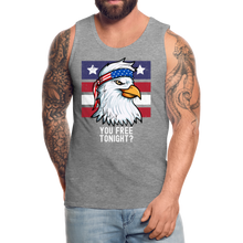 Load image into Gallery viewer, You Free Tonight? Patriotic Eagle 4th of July Men’s Premium Tank - heather gray