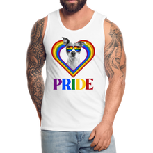 Load image into Gallery viewer, Pit Bull Gay Pride Rainbow Heart Men’s Premium Tank, Pride Shirt, Pride Rainbow, Pit Bull Owner, LGBT Pride, Gay Pride Clothing, Love Wins, - white