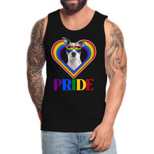 Load image into Gallery viewer, Pit Bull Gay Pride Rainbow Heart Men’s Premium Tank, Pride Shirt, Pride Rainbow, Pit Bull Owner, LGBT Pride, Gay Pride Clothing, Love Wins, - black