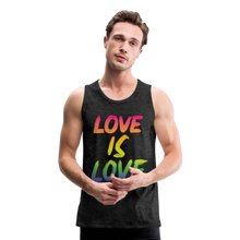 Load image into Gallery viewer, Love Is Love Men’s Premium Pride Tank Top - charcoal gray