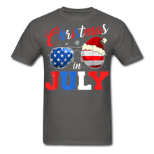 Load image into Gallery viewer, Patriotic Christmas In July, Red White and Blue Shirt - charcoal