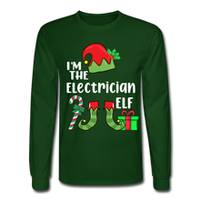 Load image into Gallery viewer, I'm The Electrician Elf Men's Long Sleeve Christmas T-Shirt - forest green
