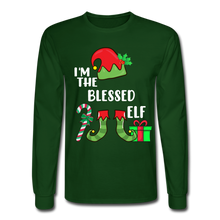 Load image into Gallery viewer, I'm The Blessed Elf Men's Long Sleeve Christmas T-Shirt - forest green