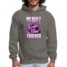 Load image into Gallery viewer, My Heart Belongs to a Trucker Hoodie Trucker Wife - asphalt gray