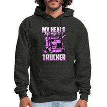 Load image into Gallery viewer, My Heart Belongs to a Trucker Hoodie Trucker Wife - charcoal grey