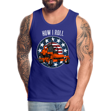 Load image into Gallery viewer, How I Roll Funny Zero Turn Lawn Mower Men’s Premium Tank - royal blue
