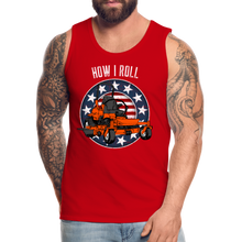 Load image into Gallery viewer, How I Roll Funny Zero Turn Lawn Mower Men’s Premium Tank - red