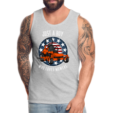 Load image into Gallery viewer, Just A Boy Who Loves Mowers Men’s Premium Tank - heather gray