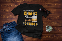 Load image into Gallery viewer, Weekend Forecast Cigars with Chance of Bourbon Gifts Unisex Classic T-Shirt