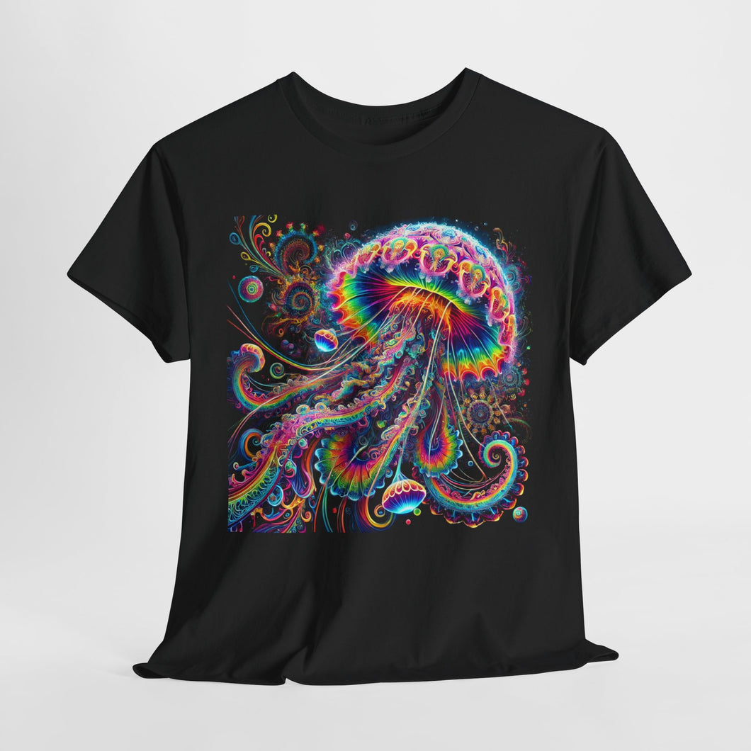 Psychedelic Jellyfish with Cosmic  Unisex Heavy Cotton Tee