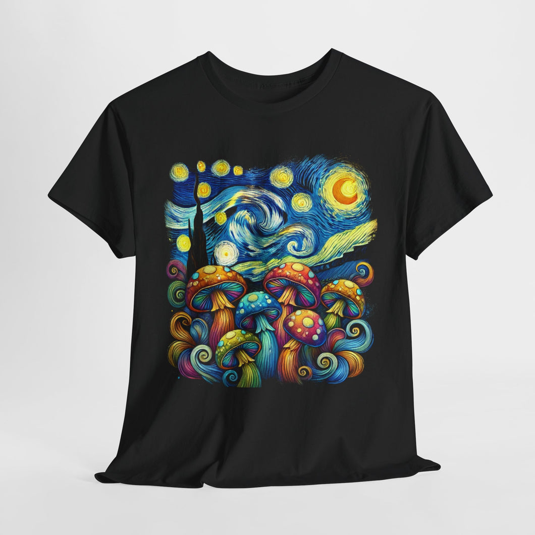 Colorful Mushroom Wonderland Vibrant Nature-Inspired Design Unisex Cotton Tee