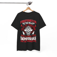 Load image into Gallery viewer, Firefighter Skull Quote Tee - Doing the Impossible
