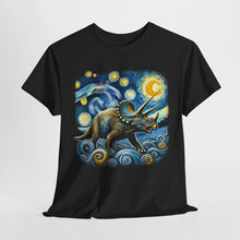 Load image into Gallery viewer, Cosmic Triceratops Prehistoric Majesty in a Celestial Landscape Unisex Tee
