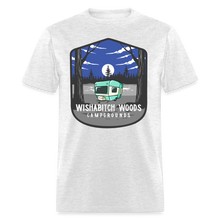 Load image into Gallery viewer, Wishabitch Woods Campgrounds Funny Camping  Unisex T-Shirt - light heather gray
