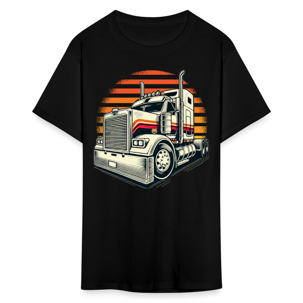 Retro Big Rig Vibes Graphic Tee - black