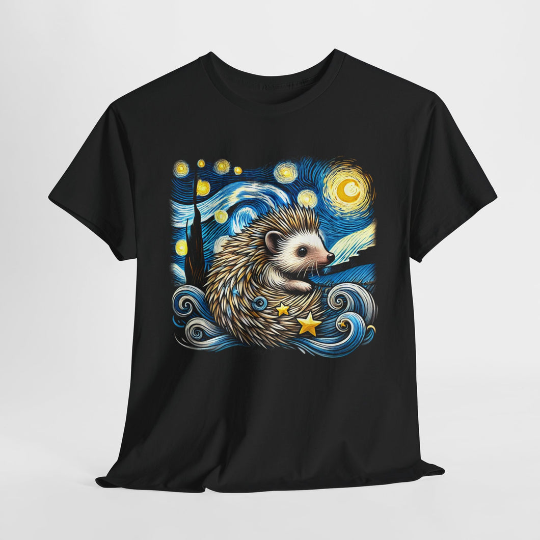Whimsical Hedgehog Art – Celestial Nature Unisex Cotton Tee