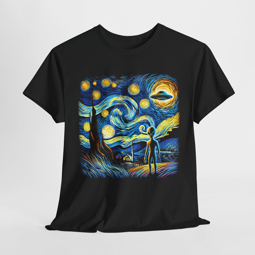 Alien Encounter Cosmic Design UFO and Celestial Art Unisex Tee