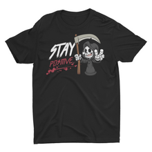Load image into Gallery viewer, Stay Positive Funny Grim Reaper Stay Positive Funny Unisex T-Shirt
