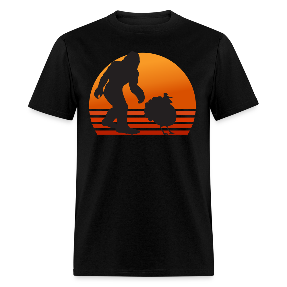 Bigfoot Thanksgiving Funny Sasquatch Turkey Unisex Classic T-Shirt - black