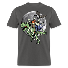 Load image into Gallery viewer, Dabbing Skeleton Jack-o&#39;-lantern Halloween T-Rex Dinosaur Unisex T-Shirt - charcoal
