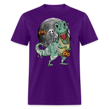 Load image into Gallery viewer, T-Rex Skeleton Dinosaur Full Moon Halloween Unisex Classic T-Shirt - purple
