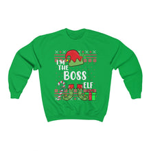 Load image into Gallery viewer, I&#39;m The Boss Elf Funny Christmas Ugly Sweater  Unisex Heavy Blend™ Crewneck Sweatshirt

